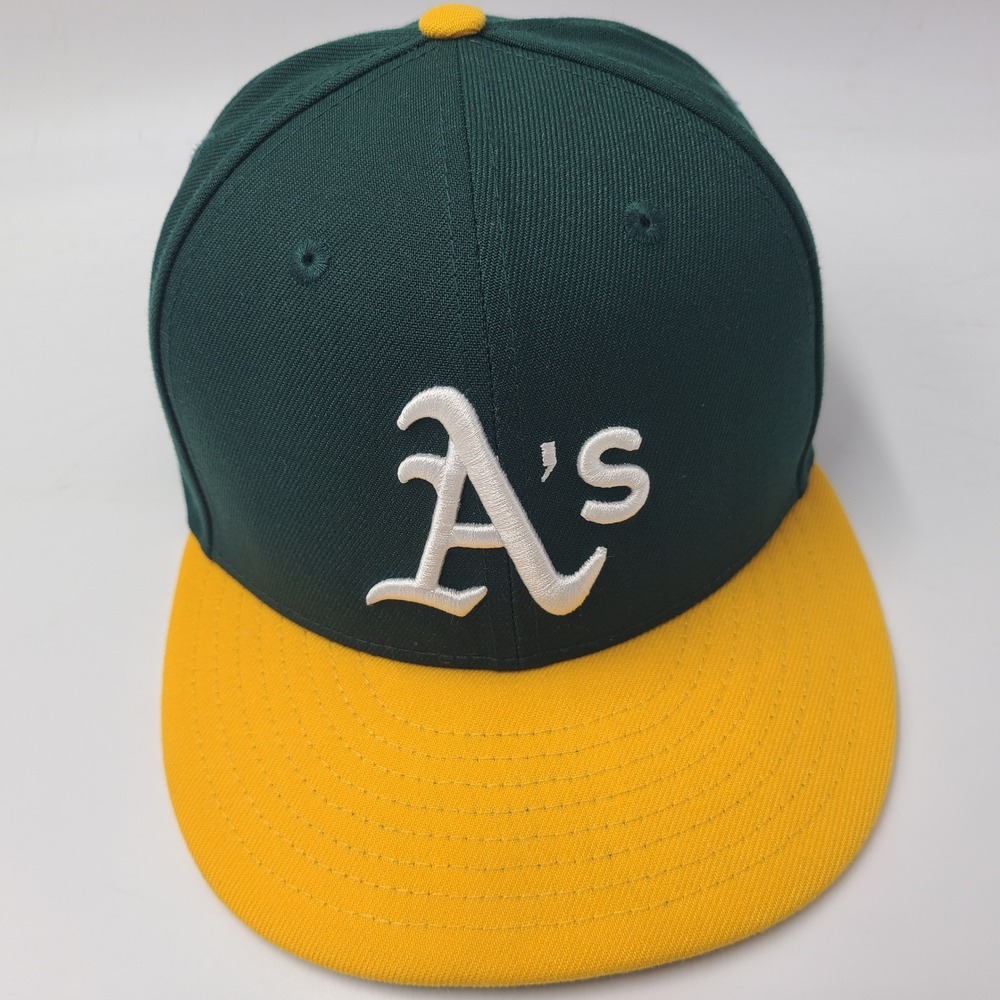 Oakland Athletics Hat Fitted 7 1/4 New Era 59Fifty Green Yellow MLB Baseball A's